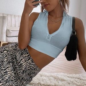 Half Zipper Crop Tank Top